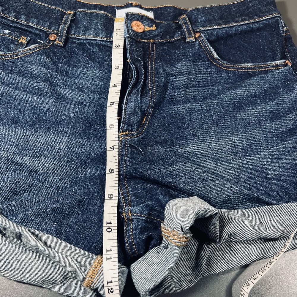 LOFT Dark Wash Denim Shorts | Cuffed Hem Mid Rise Size 6 / 28 - Picture 6 of 8